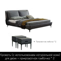 Tall bed Italian minimalist light luxury leather bed double 2 meters 2.2 large bed full leather gray bed modern minimalist - Gustobene