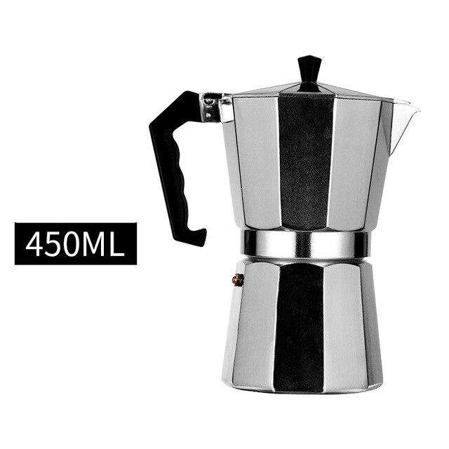 Italian Moka Espresso Coffeeware Mocha Latte Aluminum Coffee Maker Percolator Pot 100/200/300/450/600ML Stovetop Coffee Machine - Gustobene