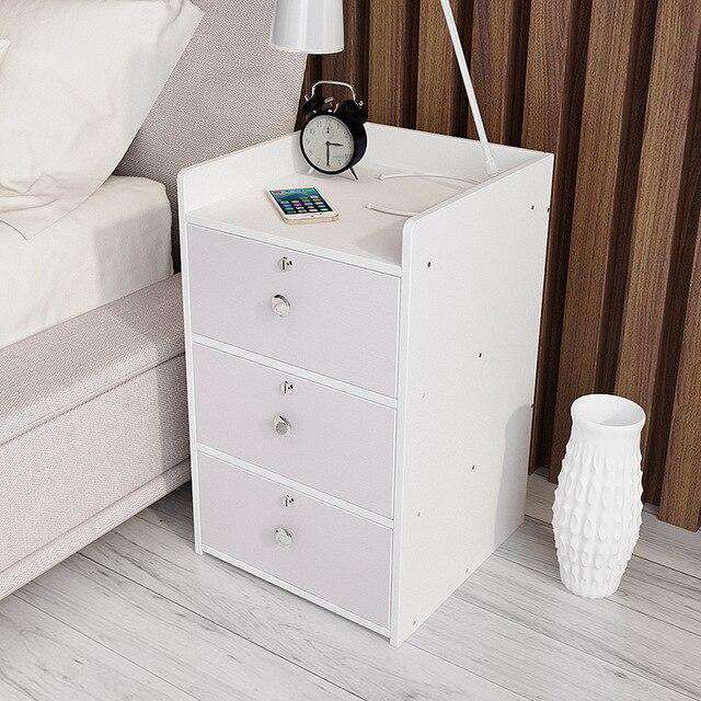 Bedside cabinet custom bedroom furniture Italian simple modern solid wood economical bedside storage cabinet - Gustobene