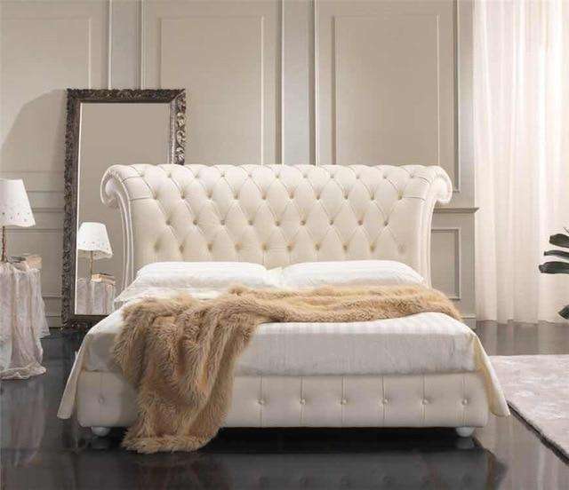 Upholstered Leather Italian Bed - Gustobene