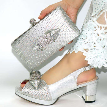 doershow beautiful Italian Matching Shoes And Bag Set African Style Ladies Shoes And Bag To Match For Wedding Dress!HIM1-22 - Gustobene