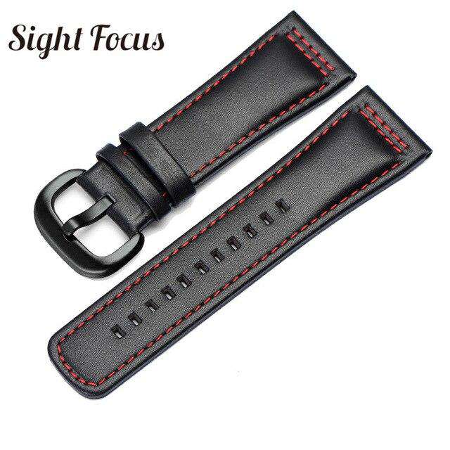 28mm Italian Calfskin Leather Watch Band for Seven Friday P1|P2 Black Belt Pin Buckle Replacement Watch Strap for Men Bracelet - Gustobene
