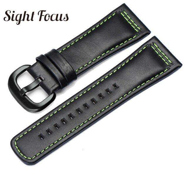 28mm Italian Calfskin Leather Watch Band for Seven Friday P1|P2 Black Belt Pin Buckle Replacement Watch Strap for Men Bracelet - Gustobene