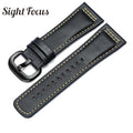 28mm Italian Calfskin Leather Watch Band for Seven Friday P1|P2 Black Belt Pin Buckle Replacement Watch Strap for Men Bracelet - Gustobene