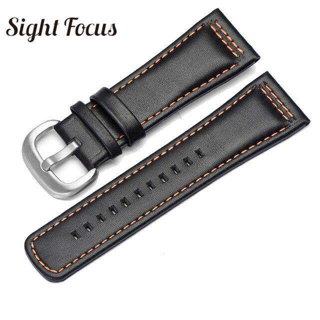 28mm Italian Calfskin Leather Watch Band for Seven Friday P1|P2 Black Belt Pin Buckle Replacement Watch Strap for Men Bracelet - Gustobene