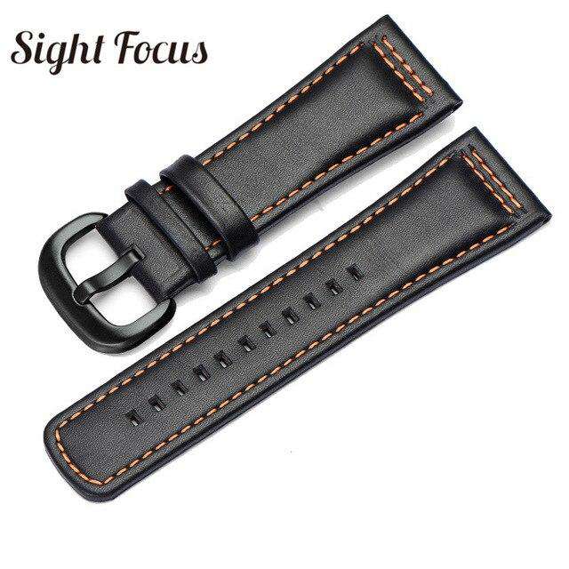 28mm Italian Calfskin Leather Watch Band for Seven Friday P1|P2 Black Belt Pin Buckle Replacement Watch Strap for Men Bracelet - Gustobene