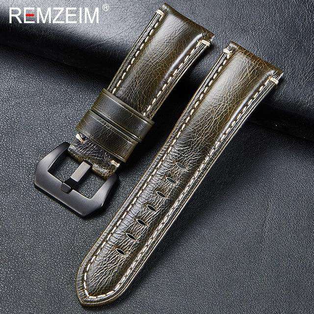 New Arrive Genuine Leather Strap 20 22 24 26mm Italian Imported High Quality Leather Sports Rough Thick Strap for Men Watch