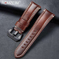 New Arrive Genuine Leather Strap 20 22 24 26mm Italian Imported High Quality Leather Sports Rough Thick Strap for Men Watch