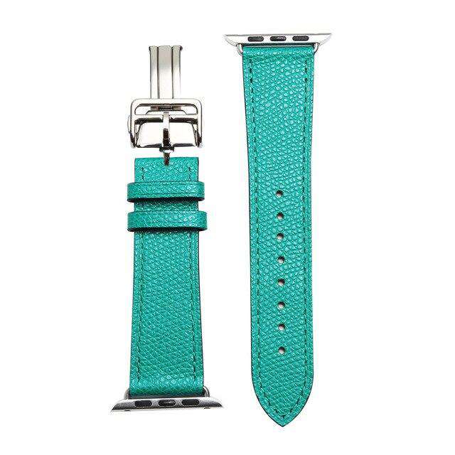 Italian Genuine Leather Watchband for iWatch Apple Watch 5 4 3 2 38mm 40mm 42mm 44mm Steel Butterfly Clasp Band Wrist Strap Belt - Gustobene