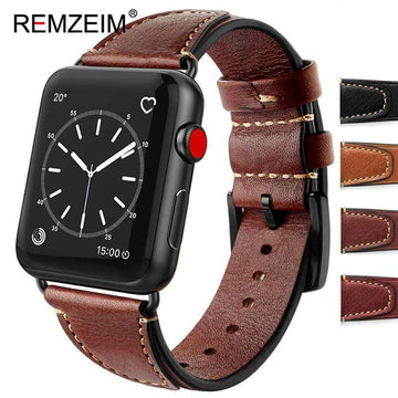Italian oil wax leather strap for apple watch band 42 38mm Genuine leather watchband for iwatch 44 40mm 5/4/3/2/1 bracelet