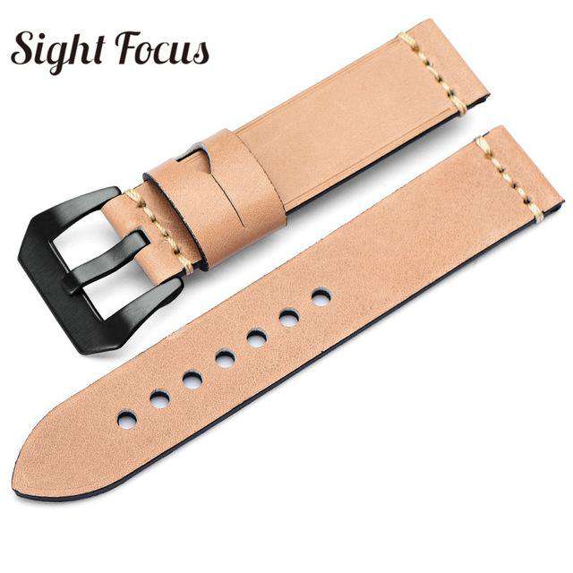 20mm 22mm 24mm 26mm Italian Calfskin Watchbands for Panerai Navy Blue Leather Strap Men's Watch Belts Sewn-in Tang Buckle Bands - Gustobene