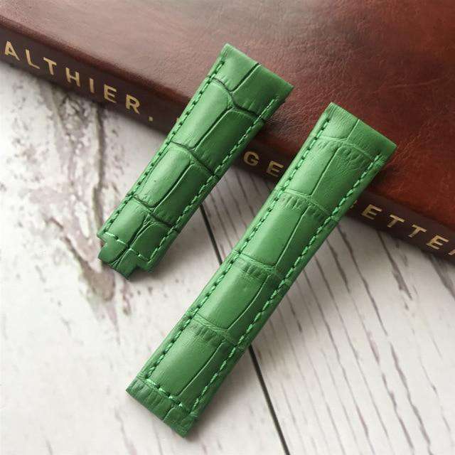 20mm Italian Cowhide Watch band Black Brown Green Leather Watchband for Role strap Daytona Submariner DEEPSEA GMT OYSTERFLEX - Gustobene