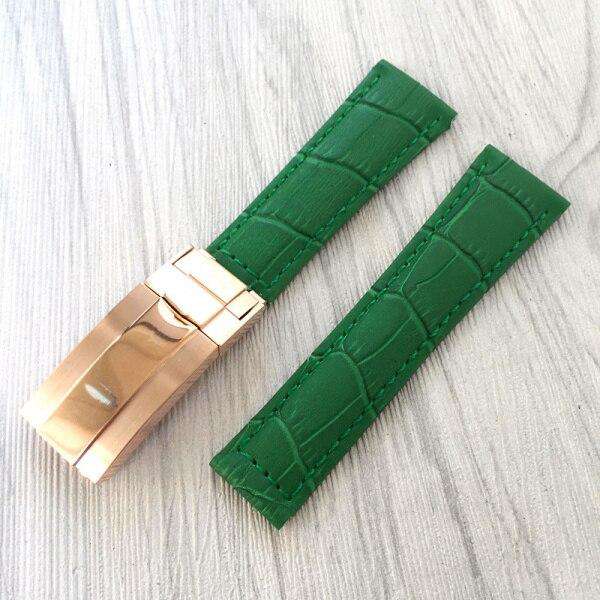 20mm Italian Cowhide Watch band Black Brown Green Leather Watchband for Role strap Daytona Submariner DEEPSEA GMT OYSTERFLEX - Gustobene