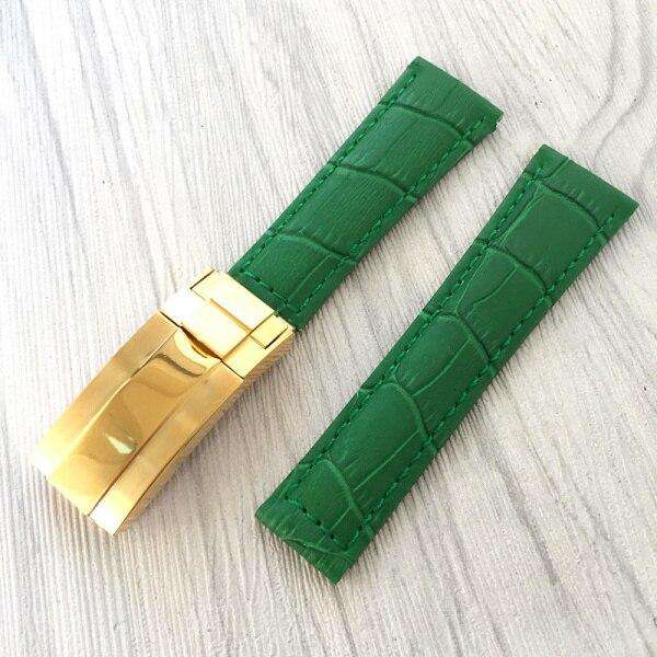 20mm Italian Cowhide Watch band Black Brown Green Leather Watchband for Role strap Daytona Submariner DEEPSEA GMT OYSTERFLEX - Gustobene
