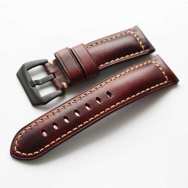 20mm 22mm 24mm 26mm Handmade Italian Brown Vintage Genuine Leather Watch Band Strap for panerai Men Watchband Strap for PAM - Gustobene