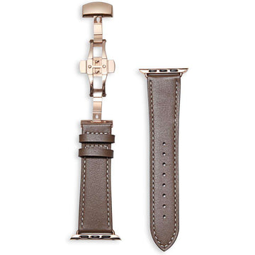 Italian Genuine Leather Watchband for iWatch Apple Watch 5 4 3 2 38mm 40mm 42mm 44mm Steel Butterfly Clasp Band Wrist Strap Belt - Gustobene