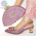 red Italian Ladies Shoe and Bag Set Decorated with Rhinestone Afircan Women Shoe and Bag To Match for Party