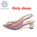 red Italian Ladies Shoe and Bag Set Decorated with Rhinestone Afircan Women Shoe and Bag To Match for Party