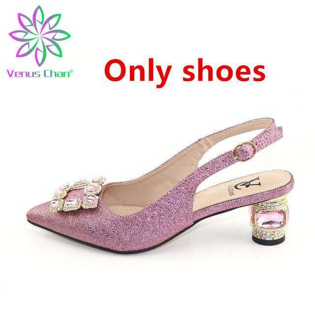 red Italian Ladies Shoe and Bag Set Decorated with Rhinestone Afircan Women Shoe and Bag To Match for Party