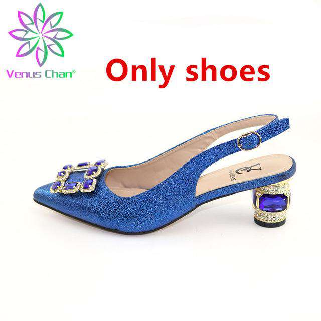 red Italian Ladies Shoe and Bag Set Decorated with Rhinestone Afircan Women Shoe and Bag To Match for Party