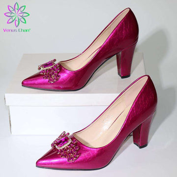 rose color newest Italian shoes without matching bags PU leather comfortable pumps wholesales good price for sandals shoes