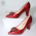 rose color newest Italian shoes without matching bags PU leather comfortable pumps wholesales good price for sandals shoes