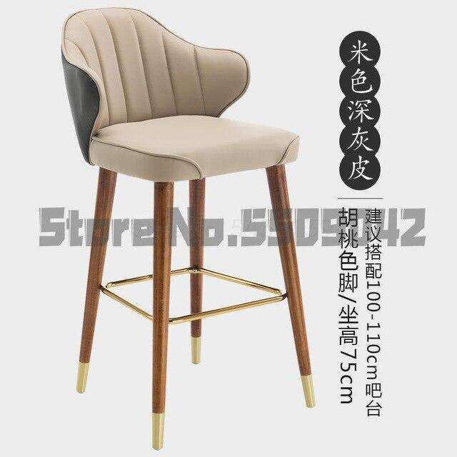 Light luxury solid wood bar chair American high chair Nordic bar chair fashion modern Italian home high stool