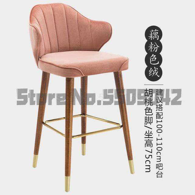 Light luxury solid wood bar chair American high chair Nordic bar chair fashion modern Italian home high stool