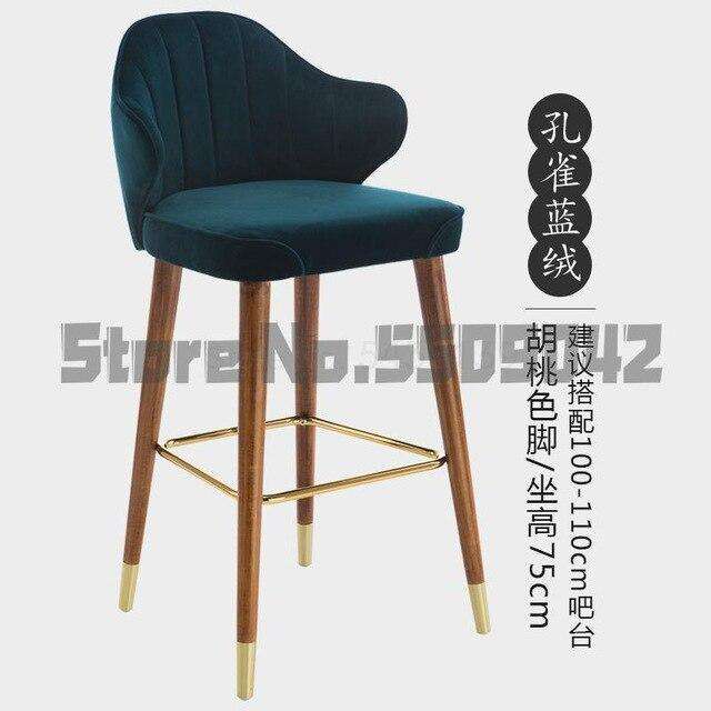 Light luxury solid wood bar chair American high chair Nordic bar chair fashion modern Italian home high stool