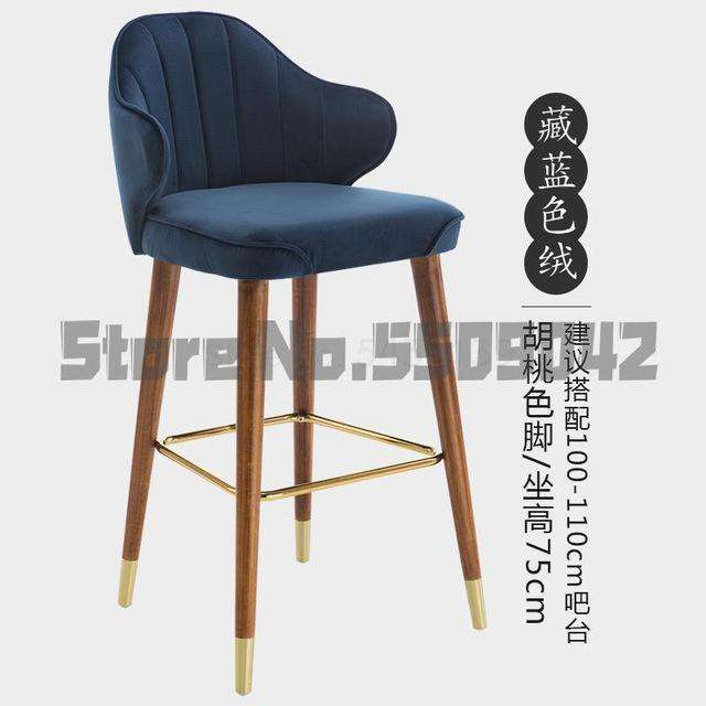 Light luxury solid wood bar chair American high chair Nordic bar chair fashion modern Italian home high stool