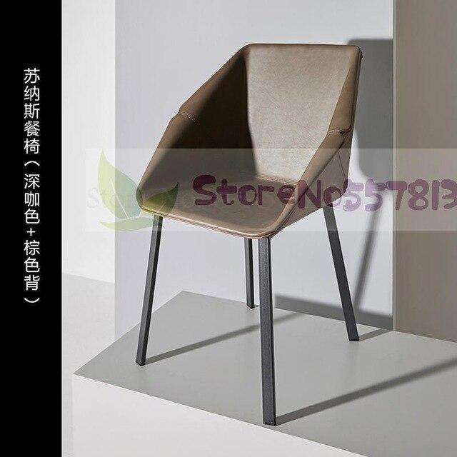 Northern European Italian Light Luxury Dining Chair Restaurant Home Back Chair Net Red Ins Modern Simple Combination Iron Leathe