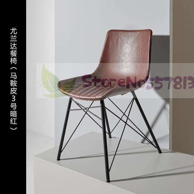 Northern European Italian Light Luxury Dining Chair Restaurant Home Back Chair Net Red Ins Modern Simple Combination Iron Leathe