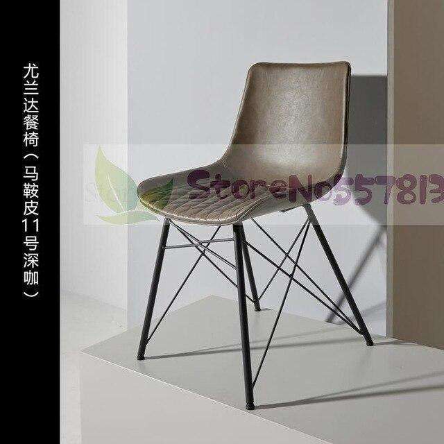 Northern European Italian Light Luxury Dining Chair Restaurant Home Back Chair Net Red Ins Modern Simple Combination Iron Leathe