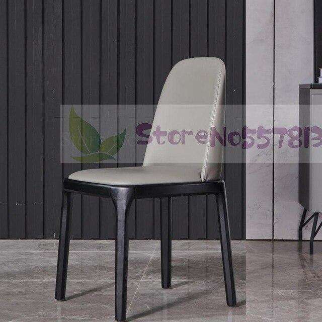 Light luxury dining chair simple modern net red back leather  Nordic Italian hotel solid wood restaurant tables and s