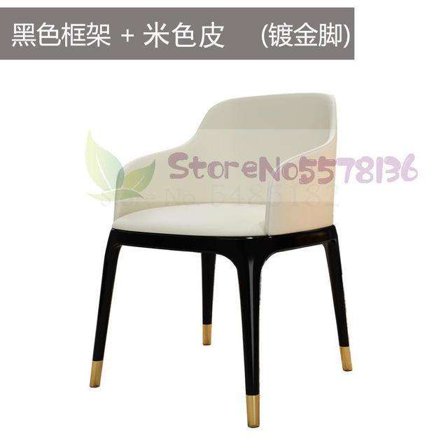 Light luxury dining chair simple modern net red back leather  Nordic Italian hotel solid wood restaurant tables and s