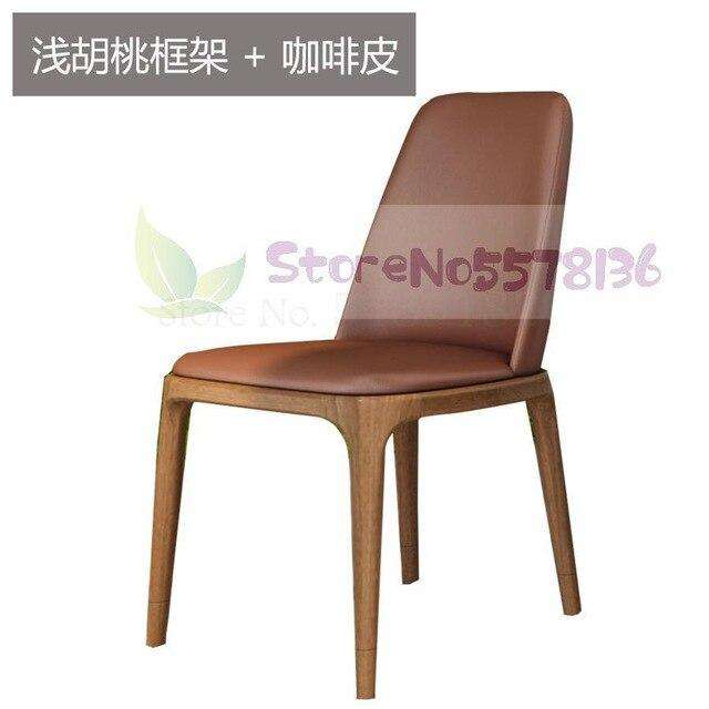 Light luxury dining chair simple modern net red back leather  Nordic Italian hotel solid wood restaurant tables and s