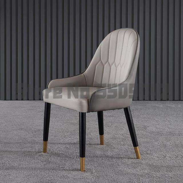 Nordic solid wood dining chair Italian designer leather back restaurant chair post modern light luxury dining chair combination