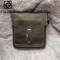 F.N.JACK Italian Handicraft Top Mad Horse and Cowhide Leisure Fashion Men's Slant Bag Genuine Leather Sequined Lock 2019 - Gustobene