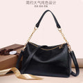 2020 Black Solid Women's luxury Italian Soft Leather Handbags Ladies Shoulder Bag Big Capacity Deep Blue Crossbody Bag for Women - Gustobene
