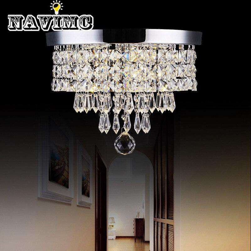 Italian Light Luxury Round Clear Crystal Ceiling Lamp for Corridor Lighting Bedroom Decoration - Gustobene