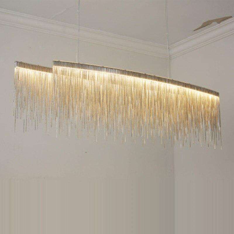 Italian Design Silver Art chandelier Engineering Design Luxury Chain Tassel Aluminum Chain LED Beautiful chandelier Lighting - Gustobene