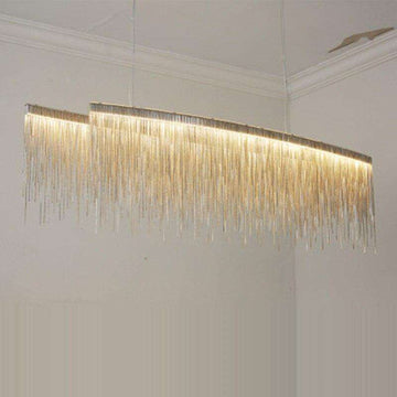 Italian Design Silver Art chandelier Engineering Design Luxury Chain Tassel Aluminum Chain LED Beautiful chandelier Lighting - Gustobene