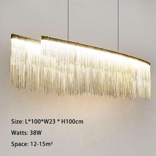 Italian Design Silver Art chandelier Engineering Design Luxury Chain Tassel Aluminum Chain LED Beautiful chandelier Lighting - Gustobene