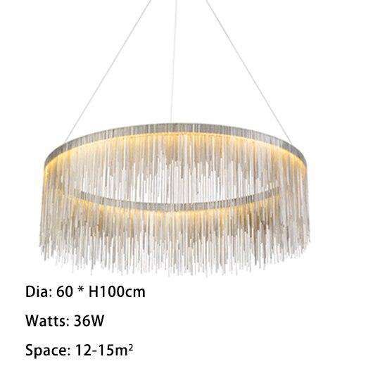 Italian Design Silver Art chandelier Engineering Design Luxury Chain Tassel Aluminum Chain LED Beautiful chandelier Lighting - Gustobene