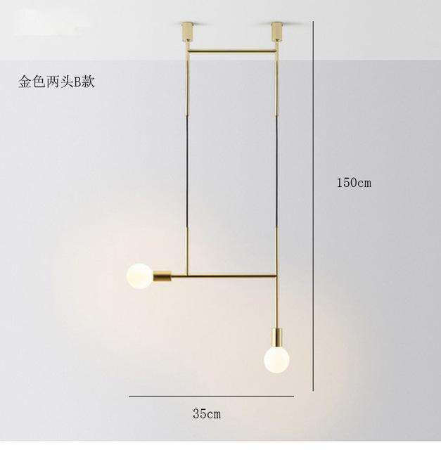 Long led chandelier Italian design pendant lamp Black Rose Gold Kitchen bar restaurant Dining room Iron tube chandelier - Gustobene