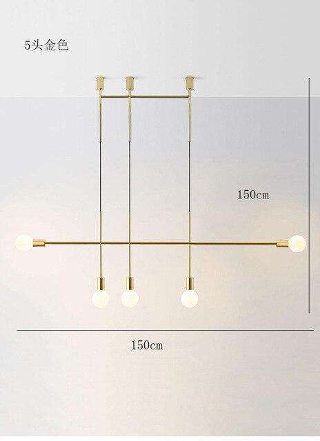 Long led chandelier Italian design pendant lamp Black Rose Gold Kitchen bar restaurant Dining room Iron tube chandelier - Gustobene