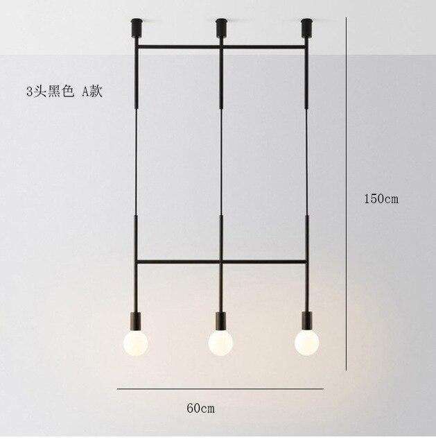 Long led chandelier Italian design pendant lamp Black Rose Gold Kitchen bar restaurant Dining room Iron tube chandelier - Gustobene