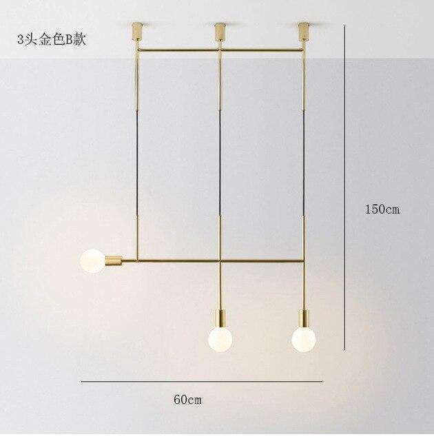 Long led chandelier Italian design pendant lamp Black Rose Gold Kitchen bar restaurant Dining room Iron tube chandelier - Gustobene