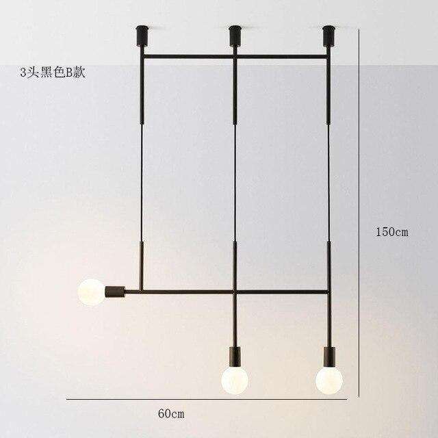Long led chandelier Italian design pendant lamp Black Rose Gold Kitchen bar restaurant Dining room Iron tube chandelier - Gustobene