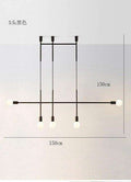 Long led chandelier Italian design pendant lamp Black Rose Gold Kitchen bar restaurant Dining room Iron tube chandelier - Gustobene